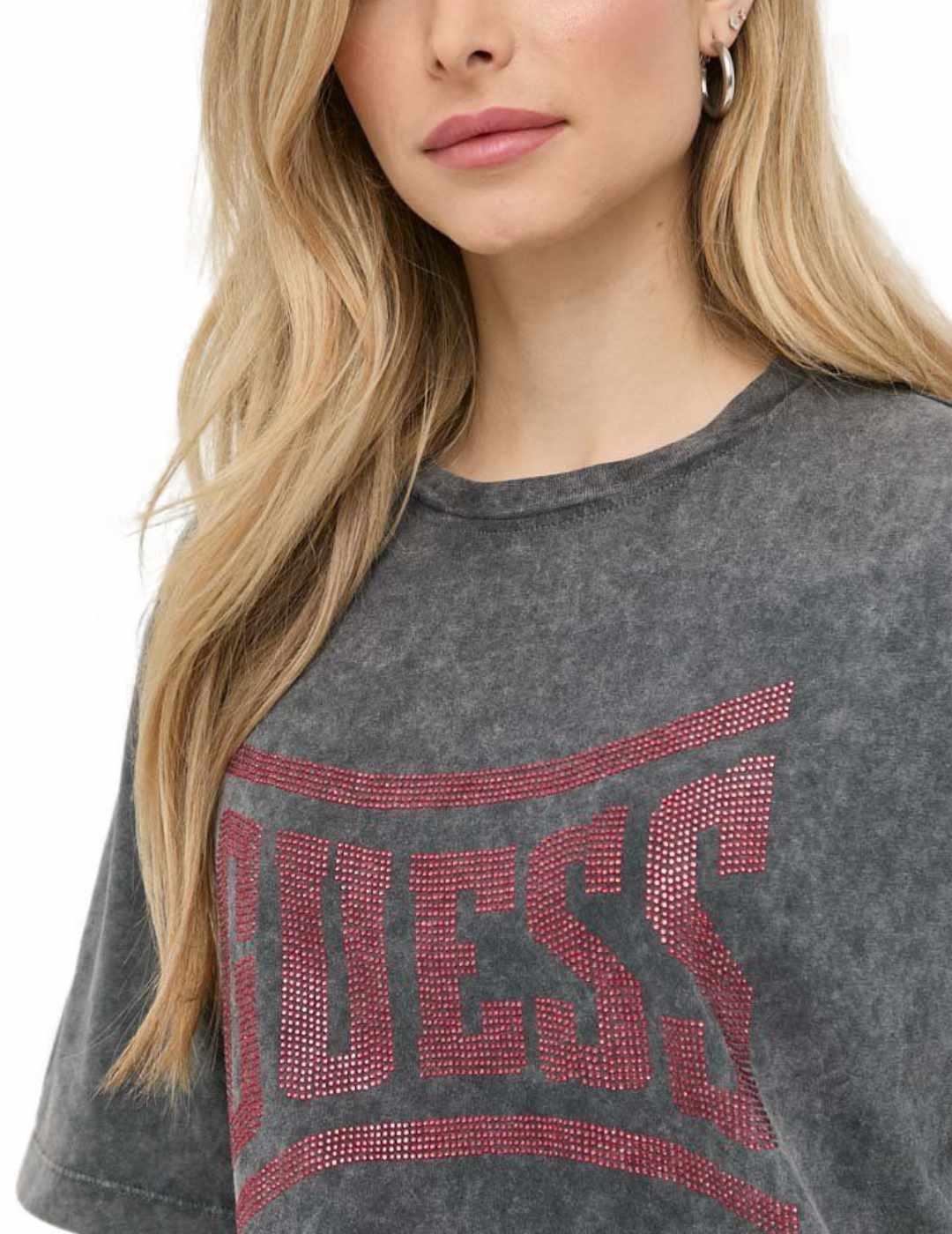 Camiseta Guess Celia gris oscuro para mujer