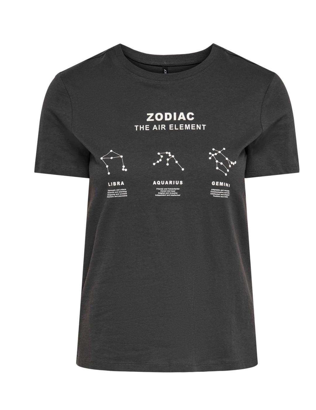 Camiseta Only Zodiac negro manga corta para mujer