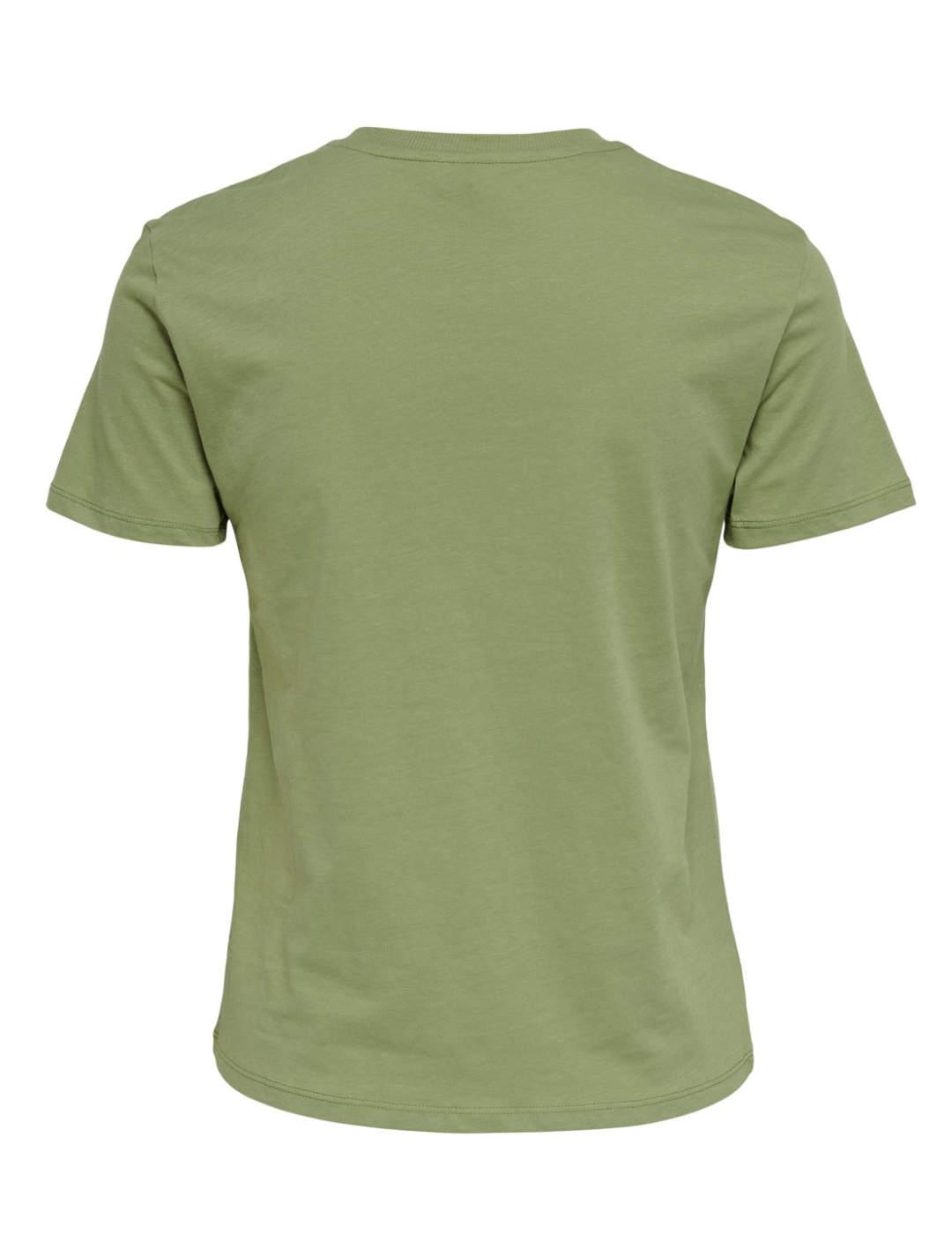 Camiseta Only Zodiac verde manga corta para mujer