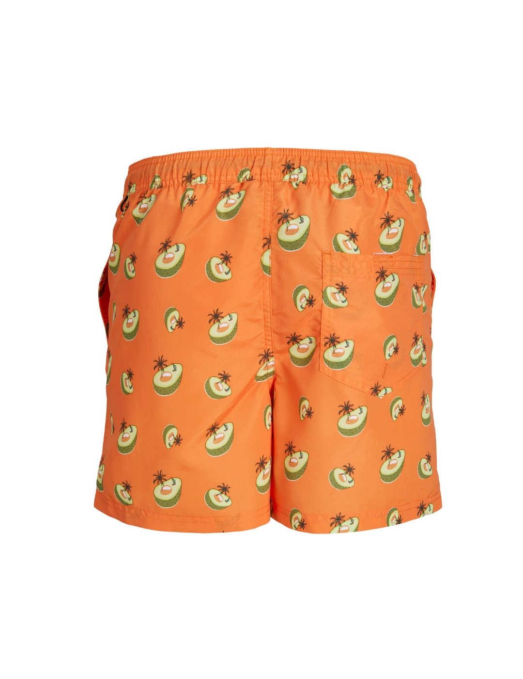 Bañador short Jack&Jones corto color naranja aguacate hombre