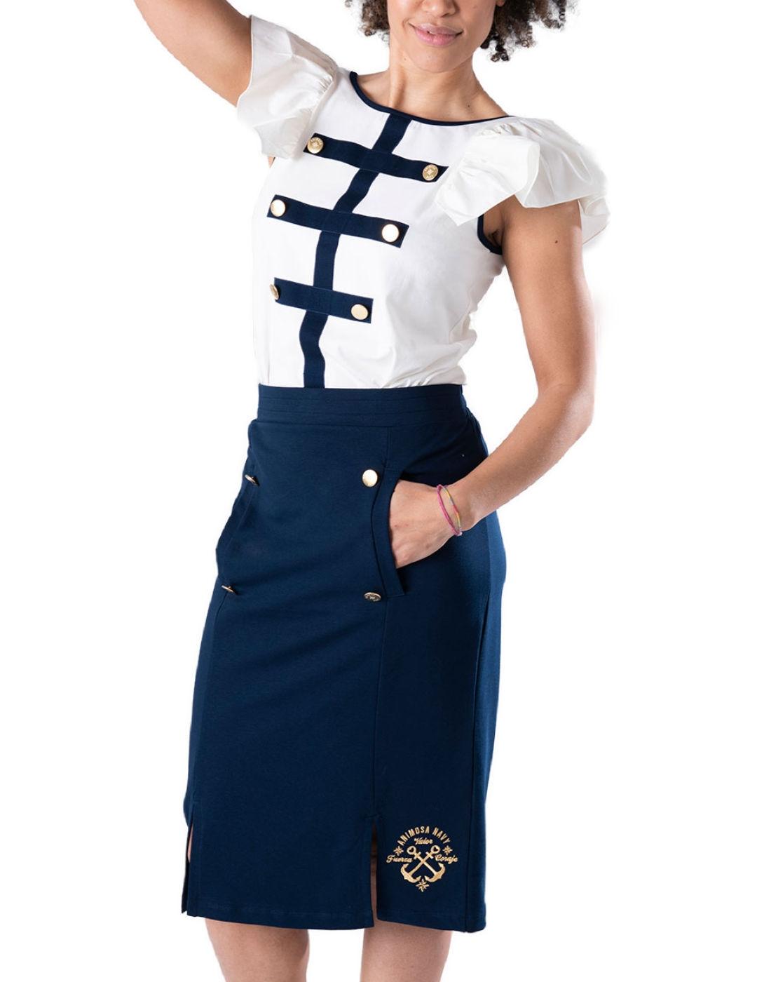 Falda Animosa Navy mid marinera para mujer