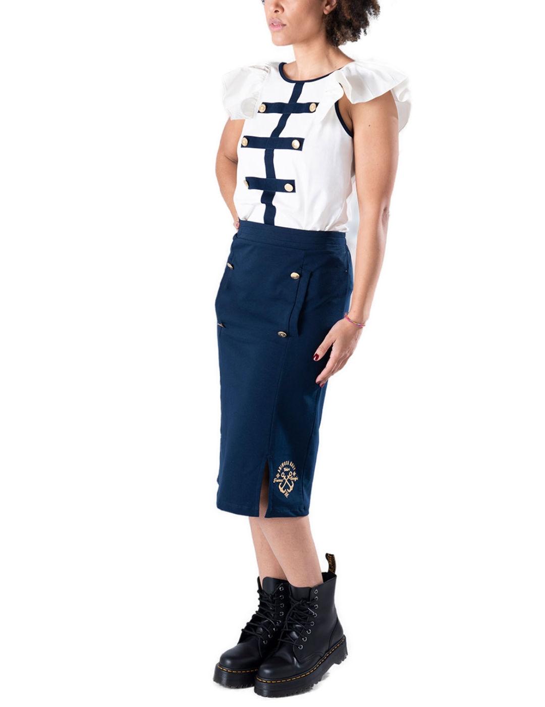 Falda Animosa Navy mid marinera para mujer