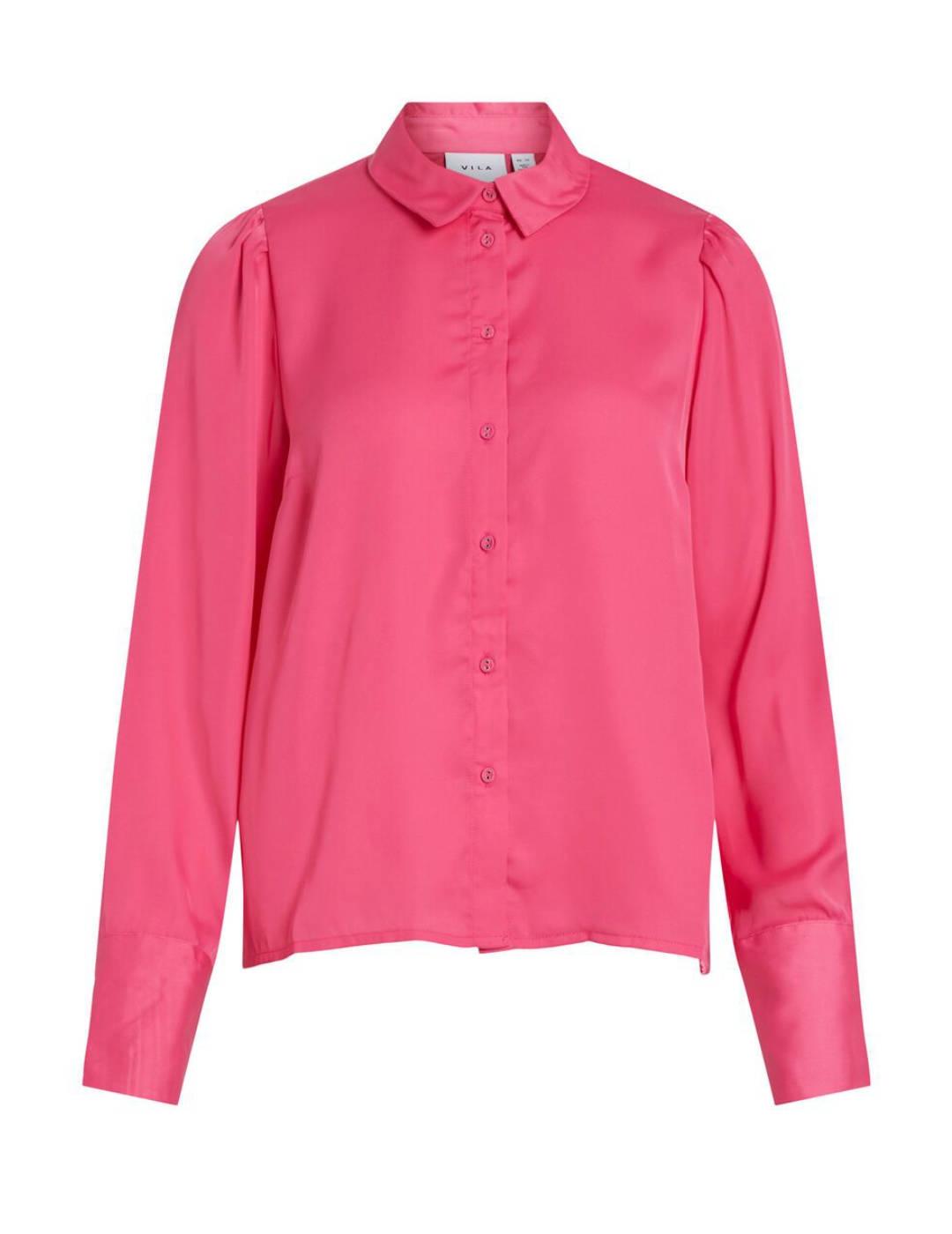 Camisa Vila Renny rosa de botones ligera para mujer