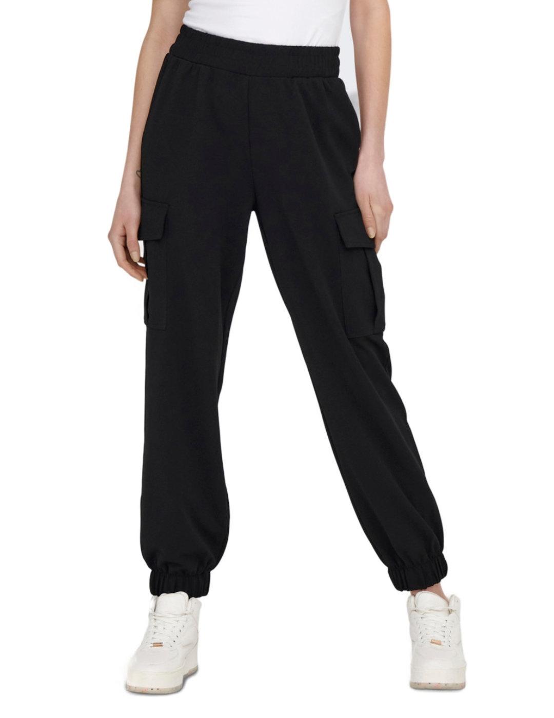 Pantalón Only cargo elástico negro de mujer