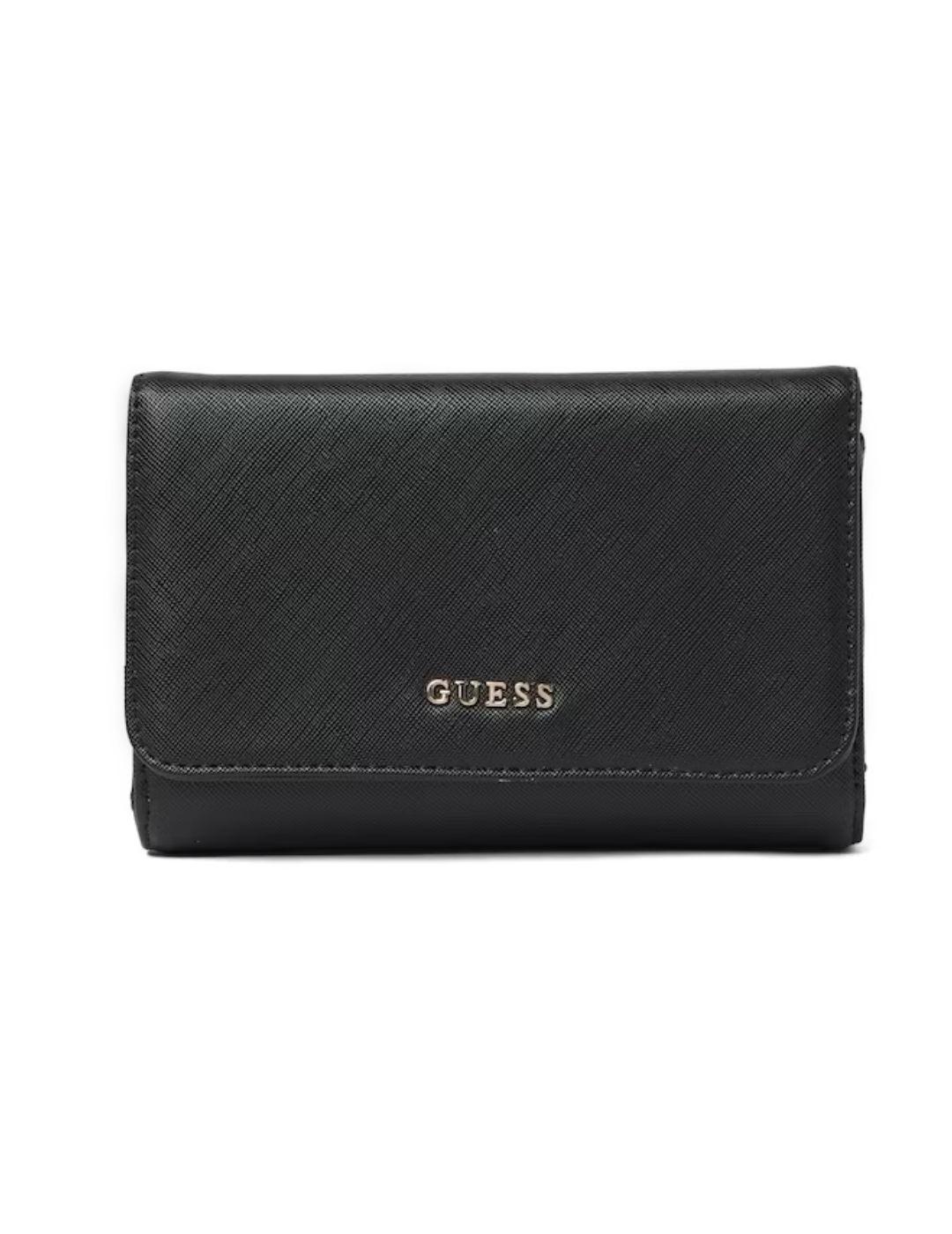 Bolso Guess tipo cartera negro con solapa para mujer