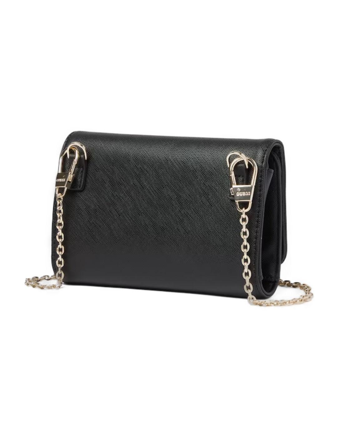 Bolso Guess tipo cartera negro con solapa para mujer