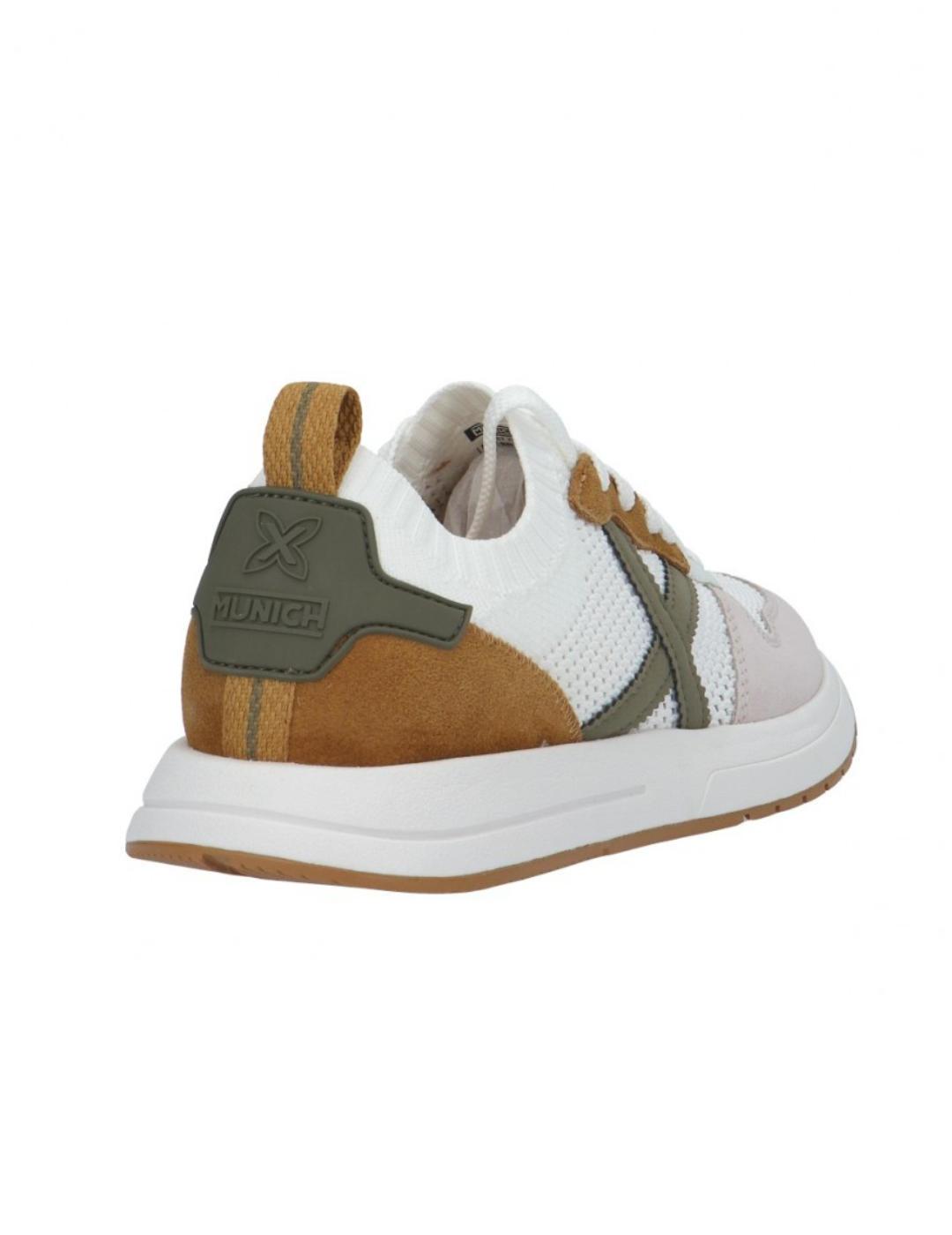Zapatilla Munich Net 25 blanca, marrón y verde de hombre