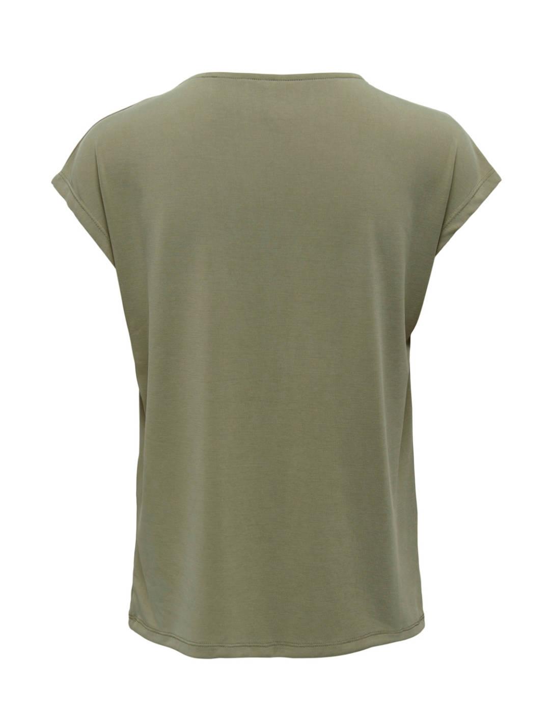 Camiseta escote V Only Free verde para mujer
