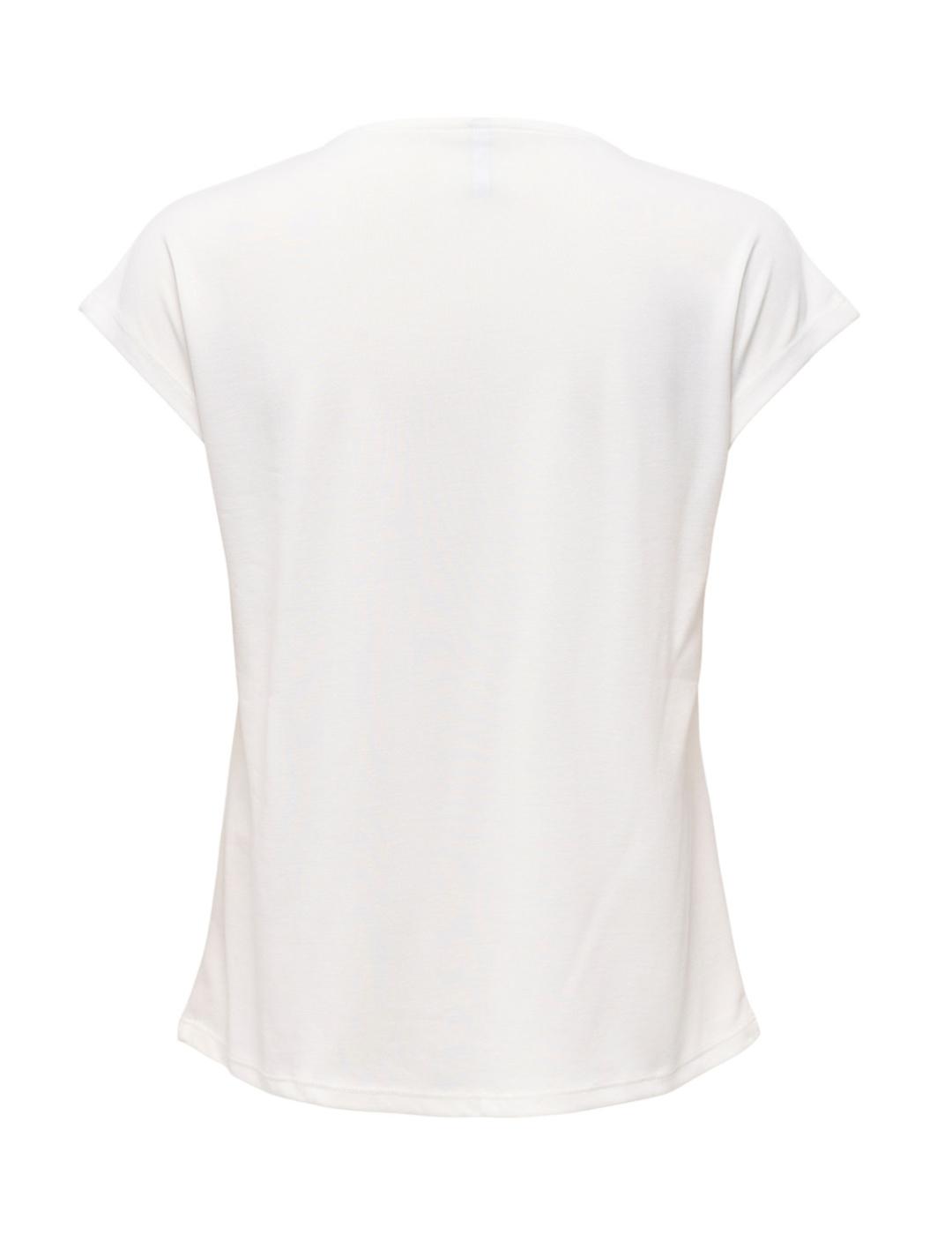 Camiseta escote V Only Free blanca para mujer