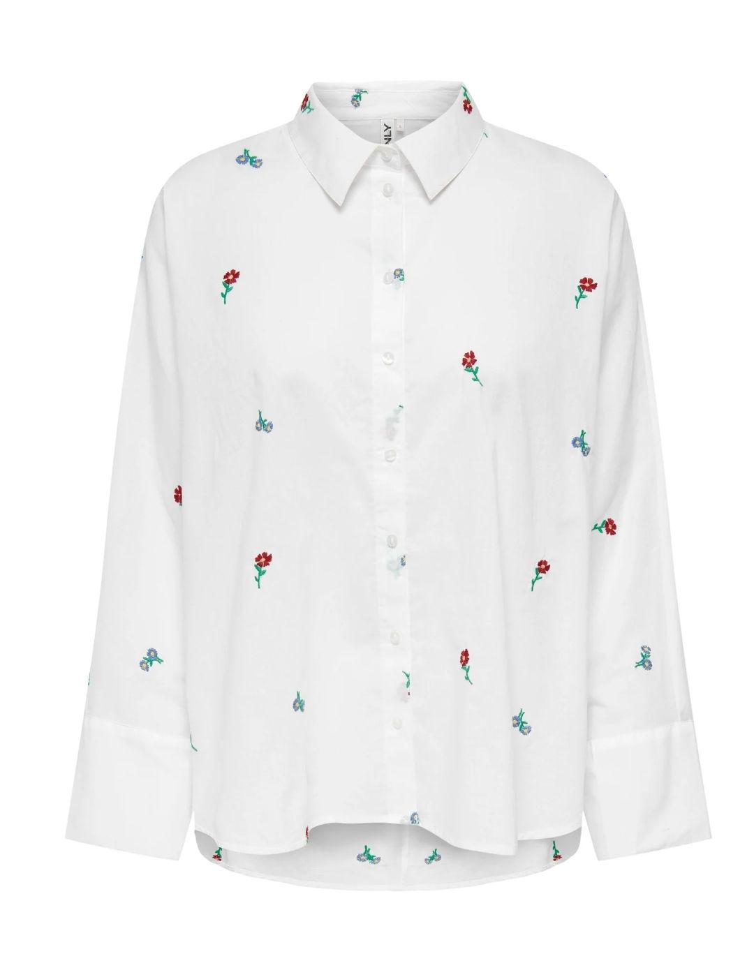 Camisa Only New Lina blanca flores para mujer