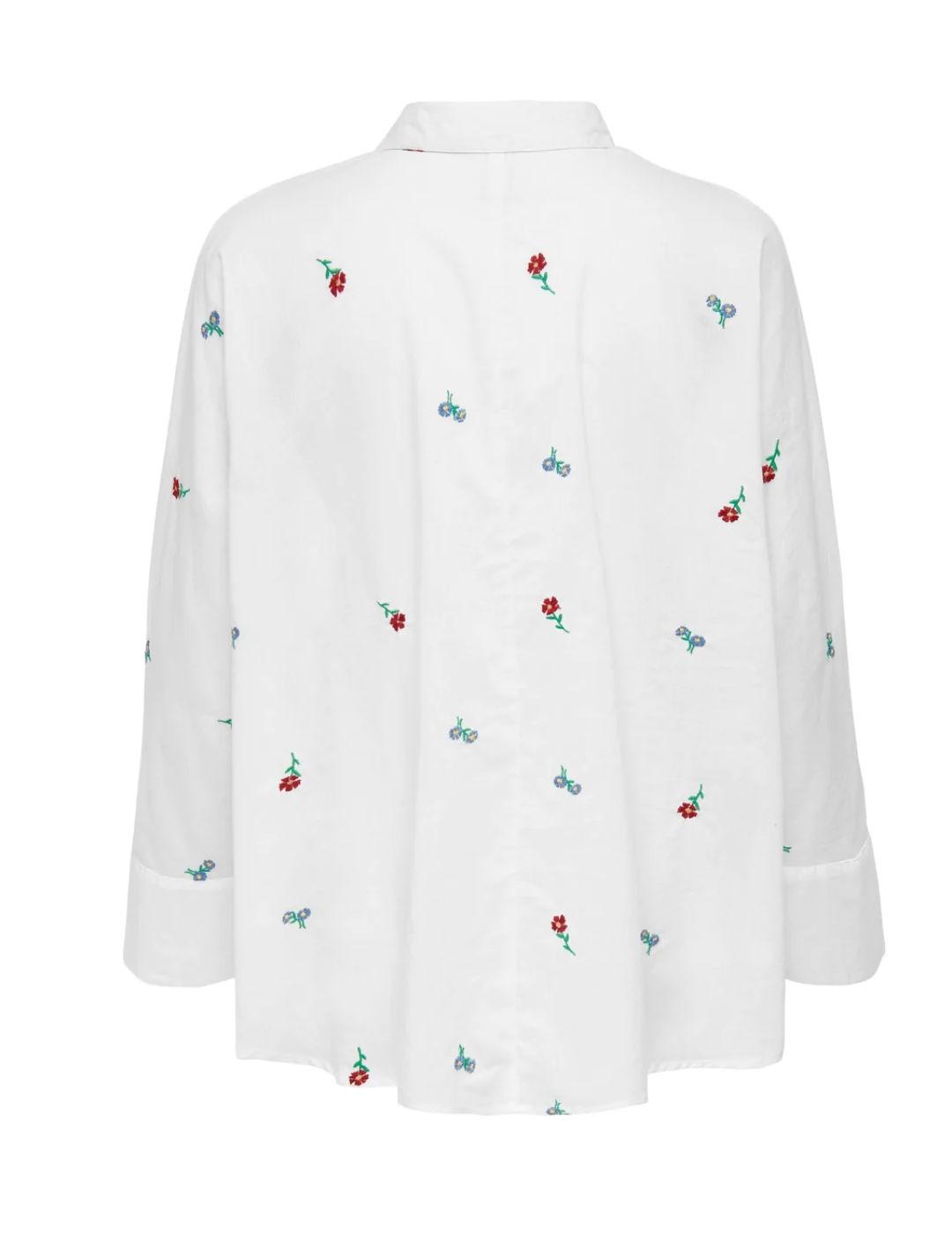 Camisa Only New Lina blanca flores para mujer