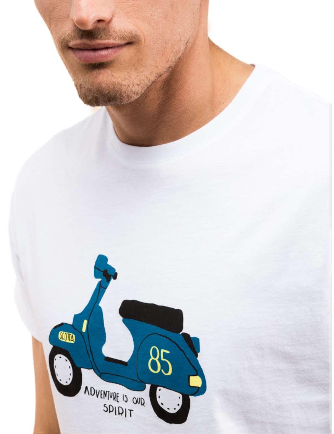 Camiseta Scotta Moto paint blanco para hombre