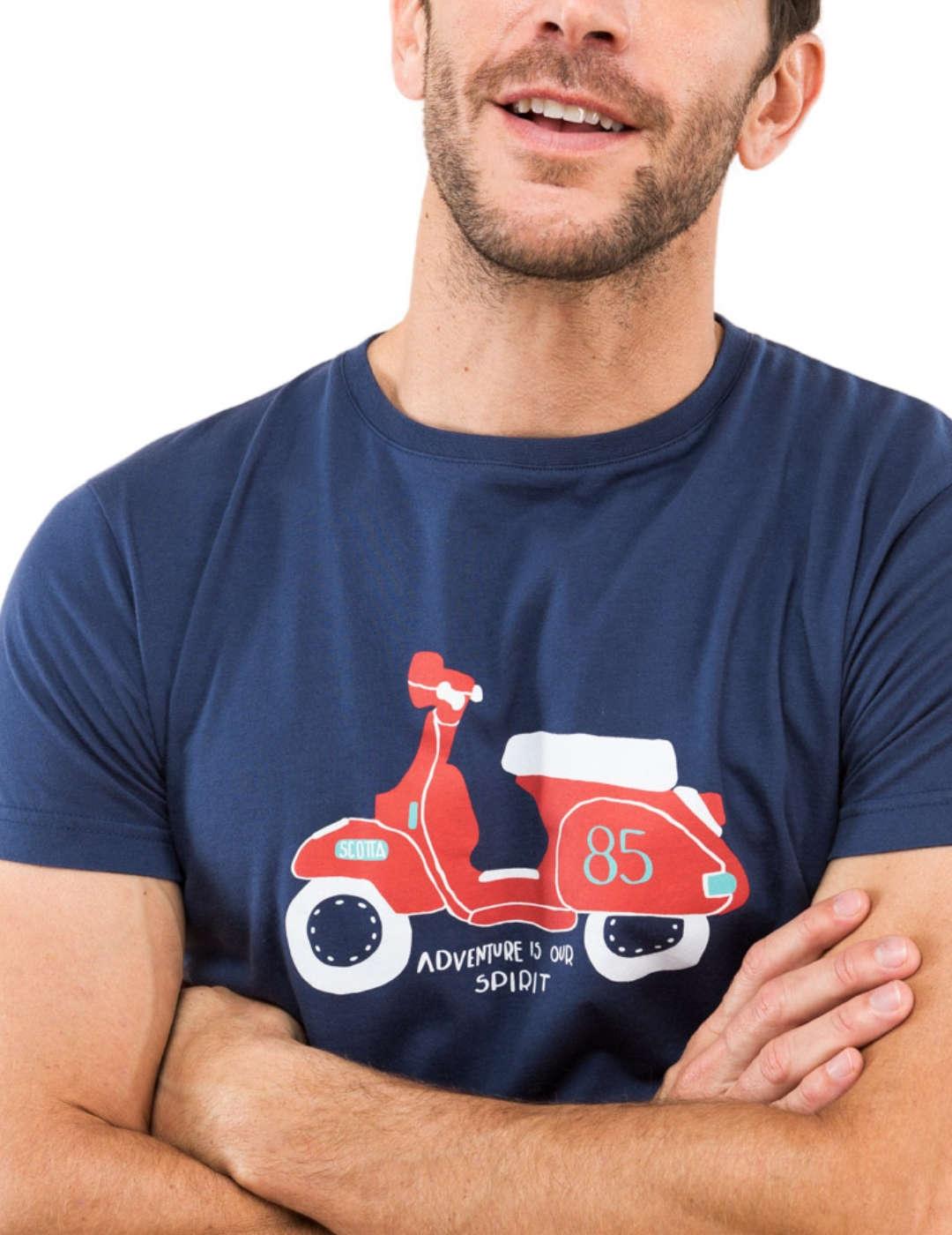 Camiseta Scotta Moto paint marino para hombre