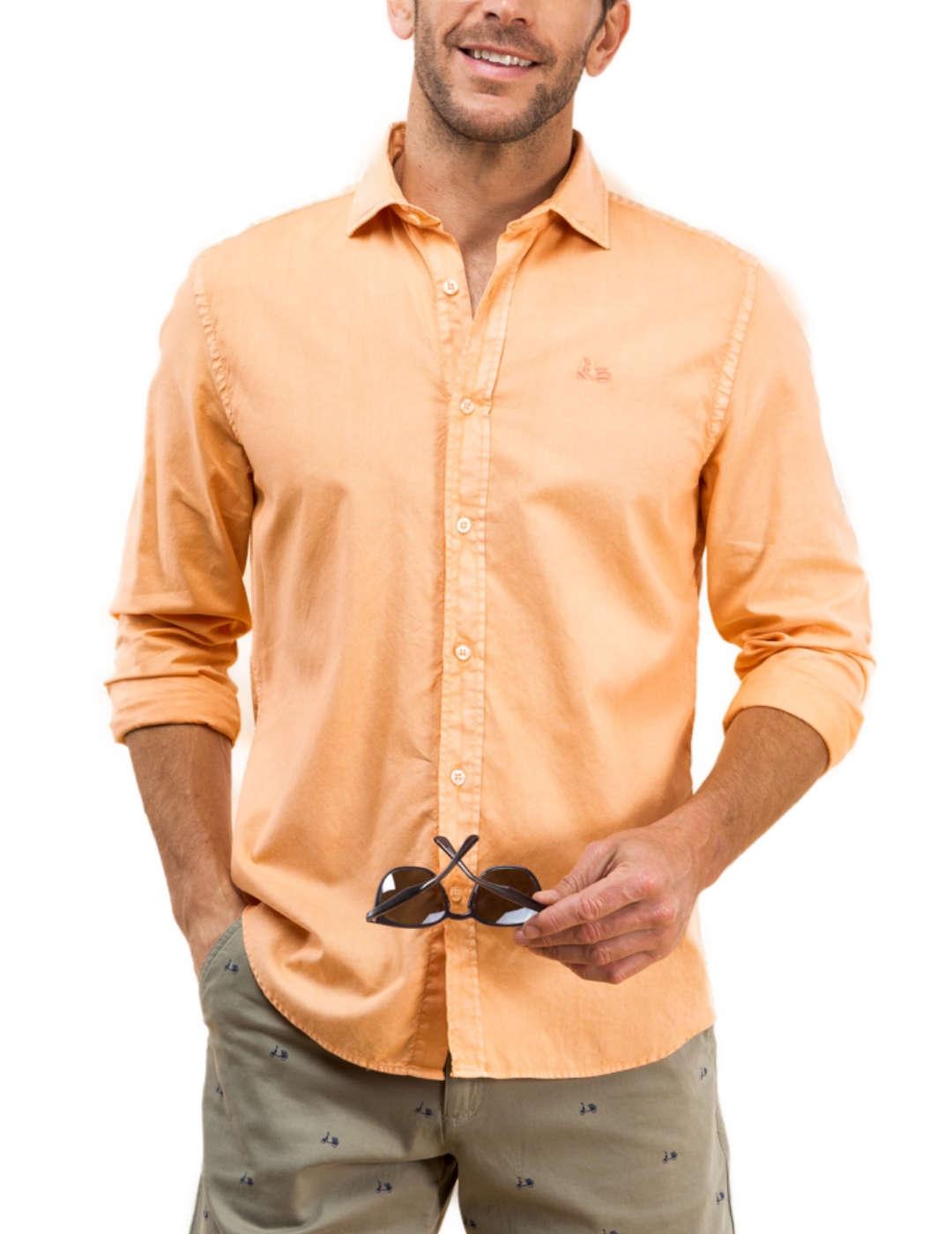 Camisa Scotta algodón  estructura melocotón de hombre