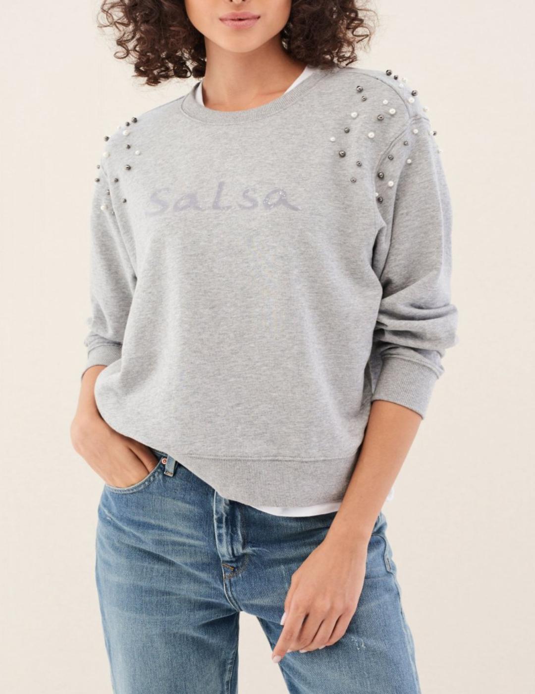 SUDADERA CON PERLAS GRIS-V