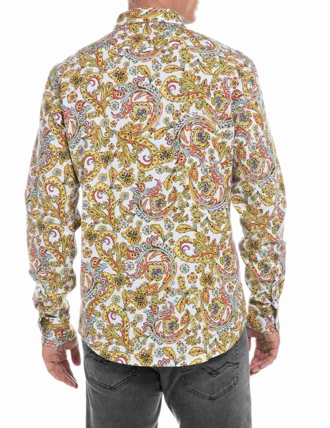 Camisa Replay estampado cachemir multicolor para hombre