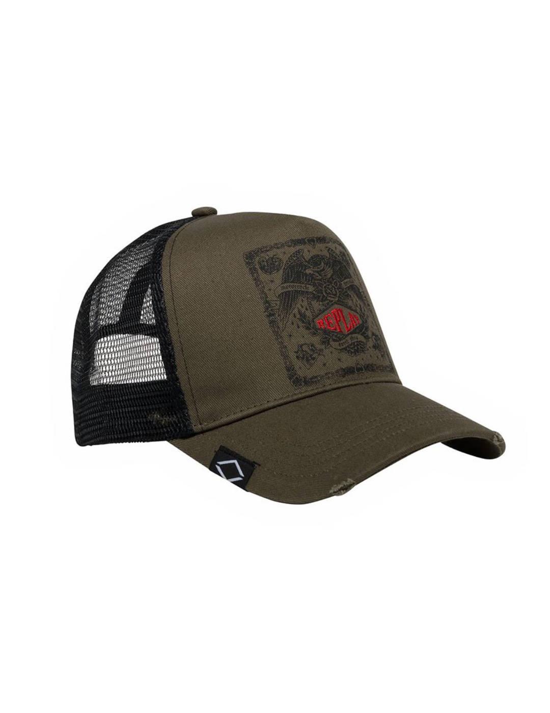 Gorra Replay verde militar águila ajustable unisex