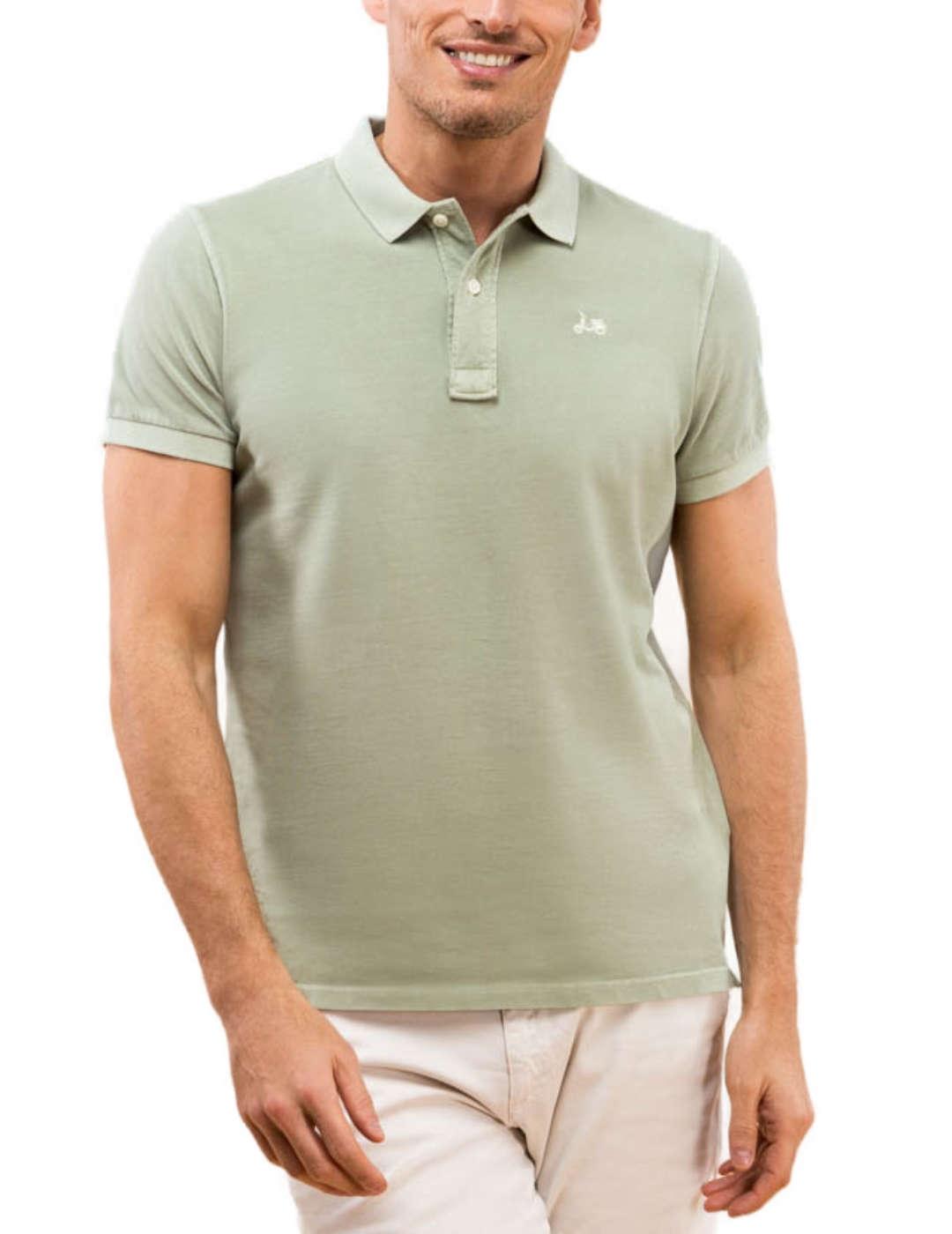 Polo Scotta Tinte verde khaki manga corta para hombre