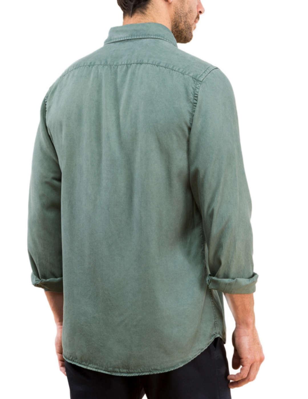 Camisa Scotta Tencel verde grisaceo Regular Fit para hombre