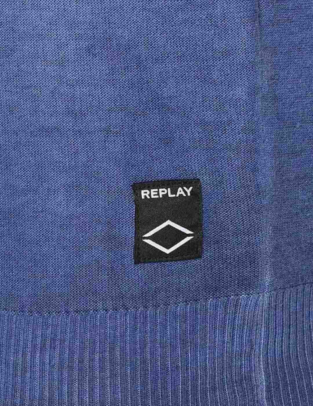 Jersey Replay azul regular cuello redondo para hombre