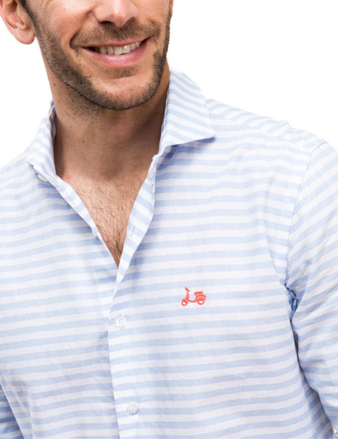 Camisa Scotta rayas horizontales azul celeste para hombre