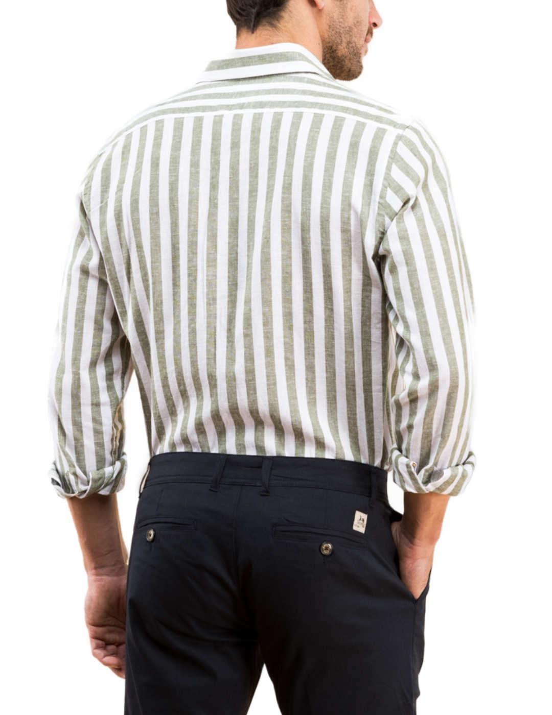 Camisa algodón Scotta rayas verde para hombre