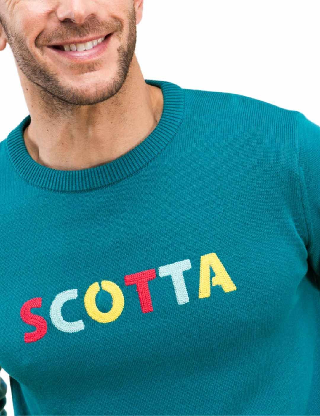 Jersey Scotta oceano verde de punto para hombre