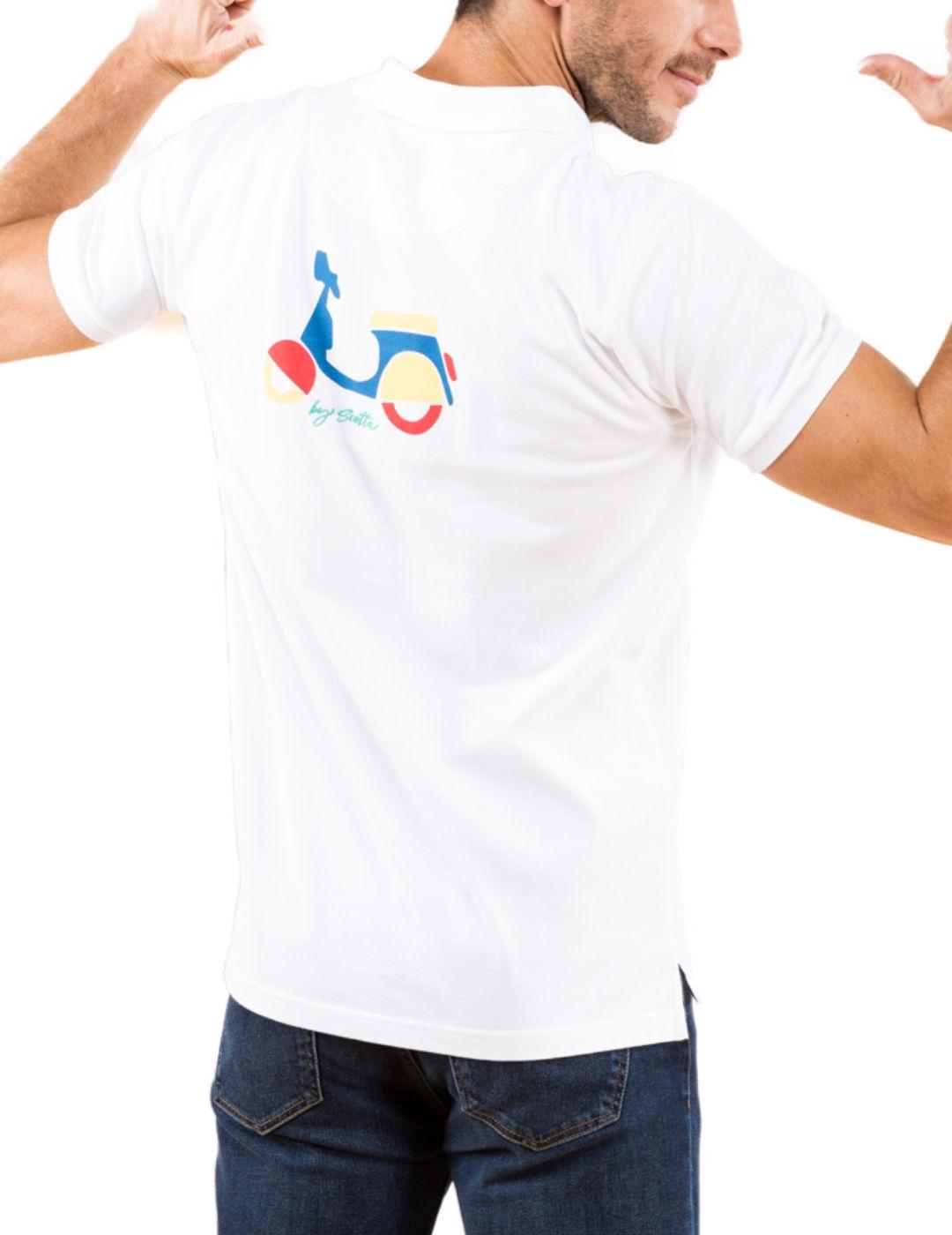 Polo Scotta logo moto blanco manga corta de hombre