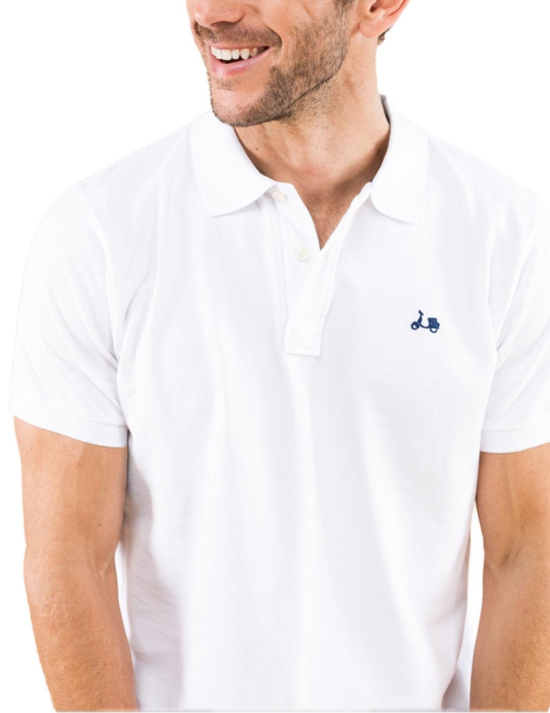 Polo Scotta logo moto blanco manga corta de hombre