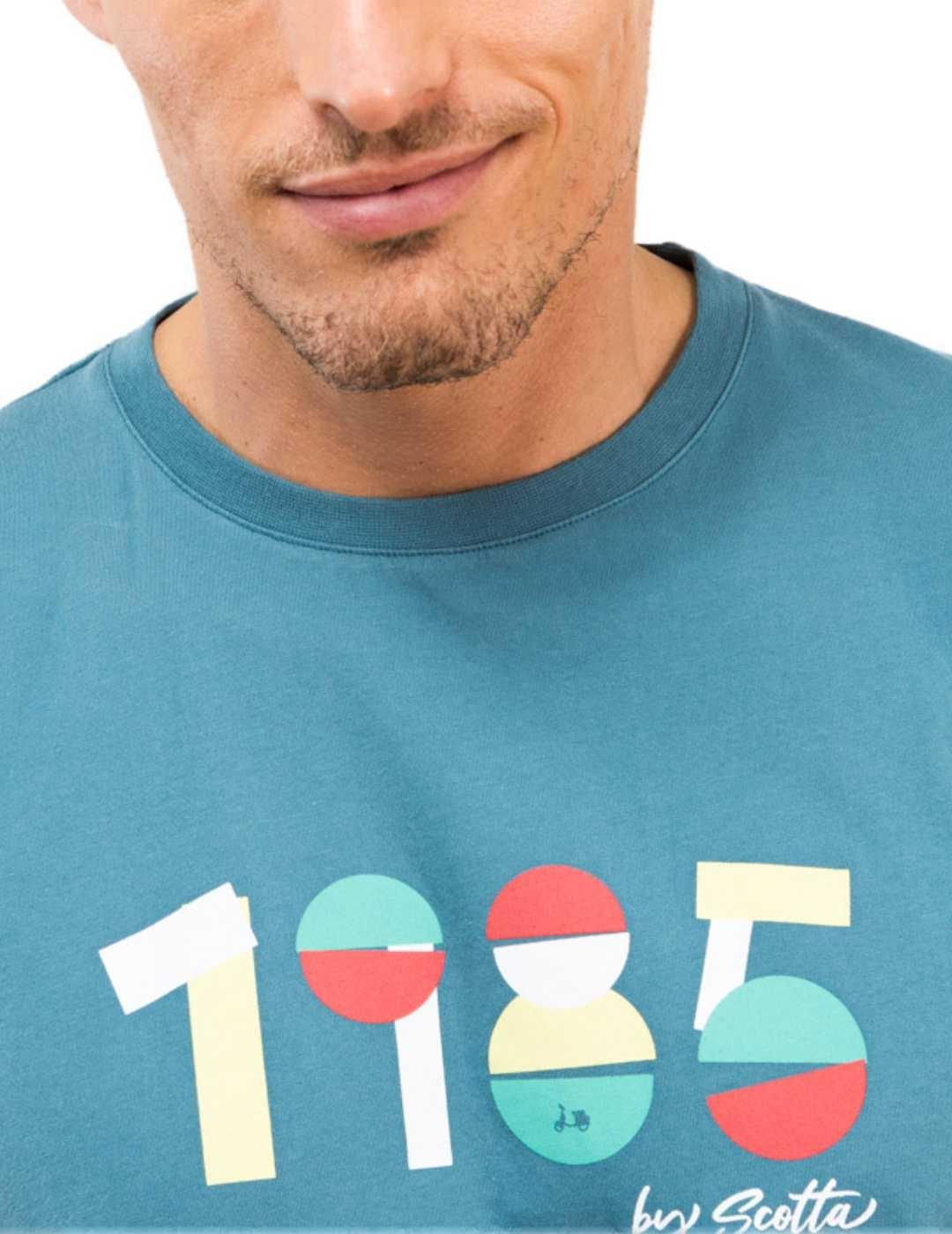 Camiseta Scotta 1985 azul manga corta de hombre