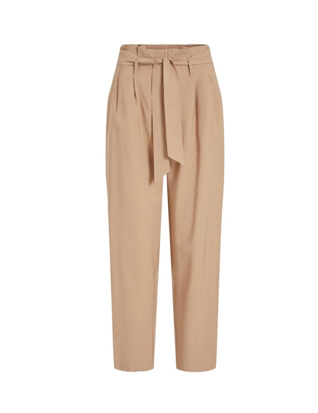 Pantalon de tela Vila Kaya beige para mujer