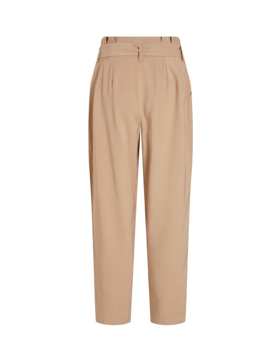 Pantalon de tela Vila Kaya beige para mujer