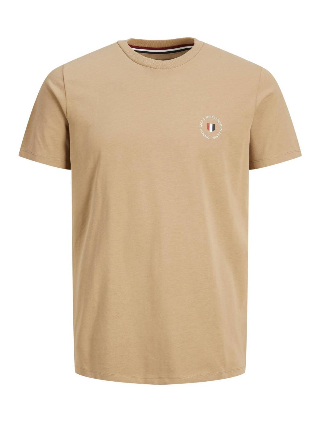 Camiseta Jack&Jones Blushield beige mnaga corta para hombre