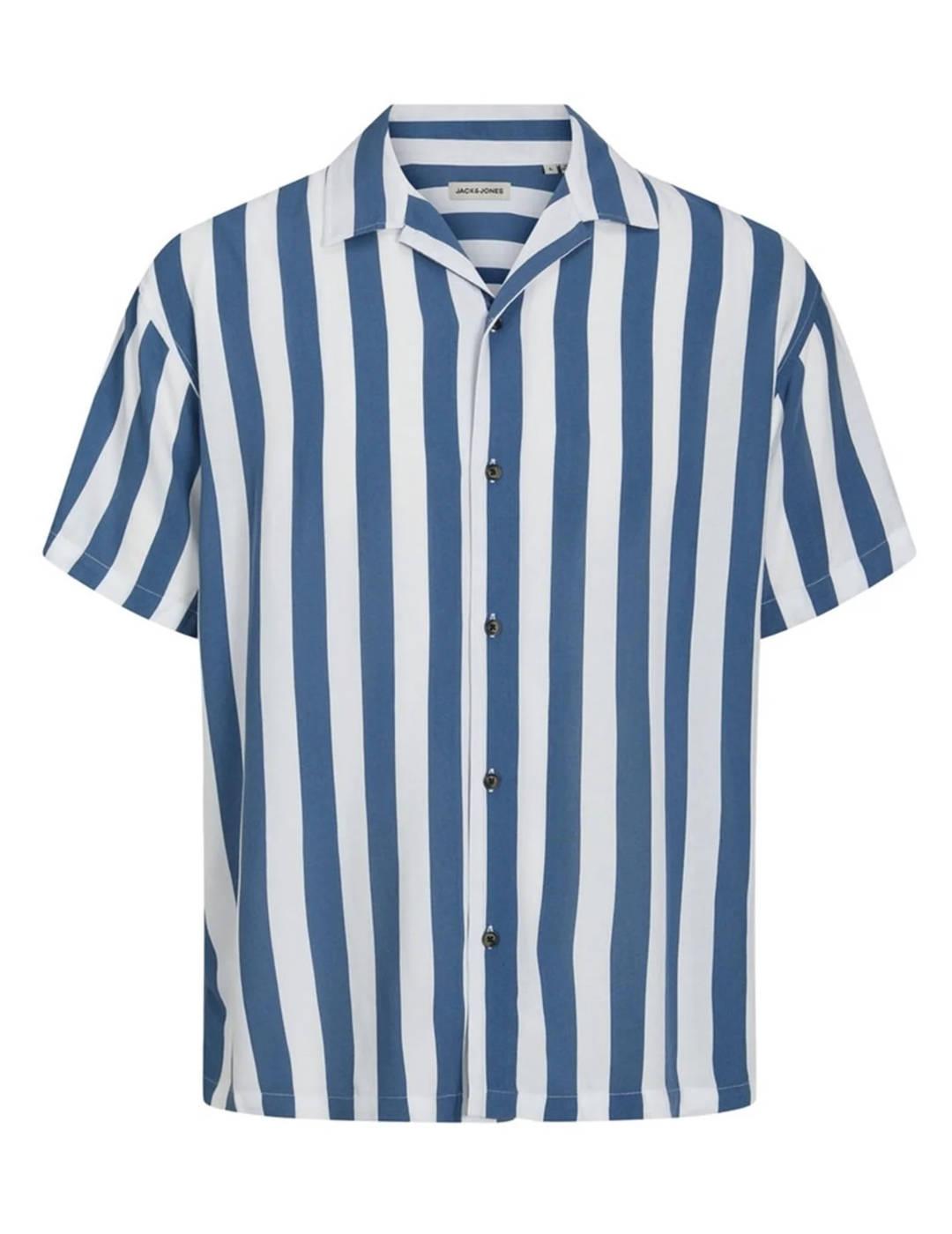 Camisa Jack&Jones Jeff rayas azul manga corta para hombre