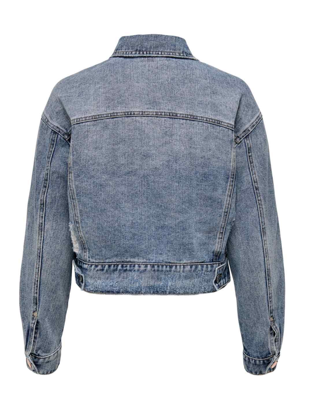 Chaqueta Only vaquera azul corta con rotos  para mujer