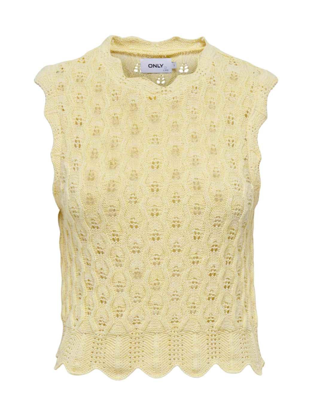 Top Only Luna crochet feston amarillo pastel  para mujer