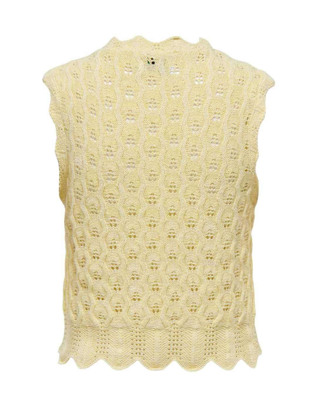 Top Only Luna crochet feston amarillo pastel  para mujer