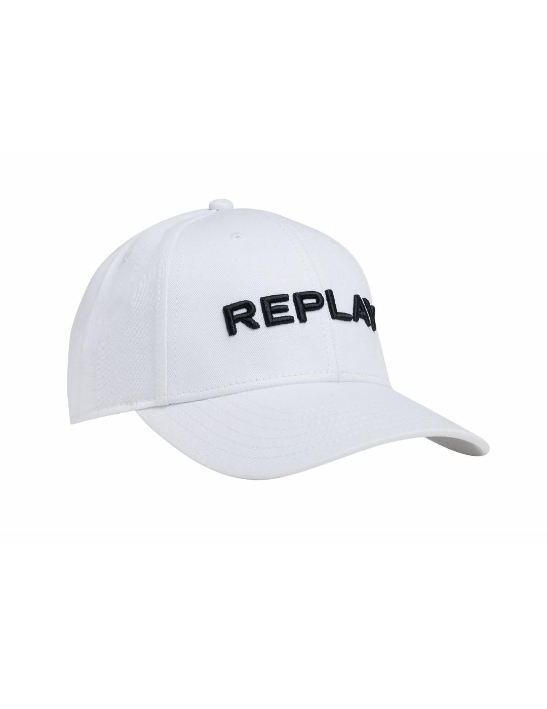 Gorra Replay blanca con letras negras