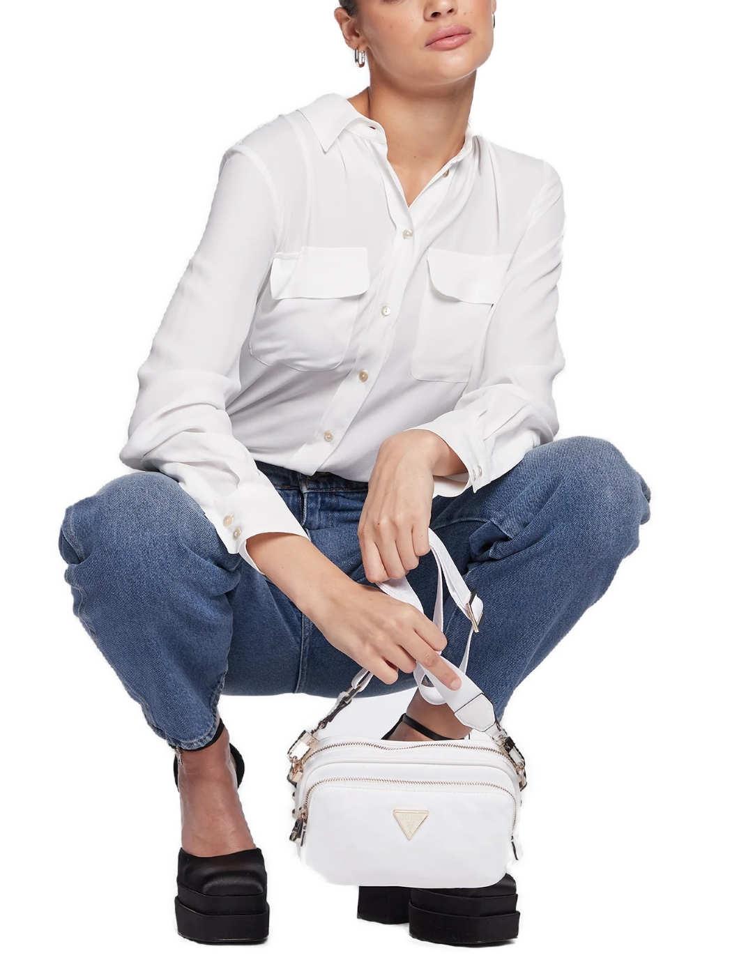 Bolso Guess Eco Gemma mini blanco para mujer