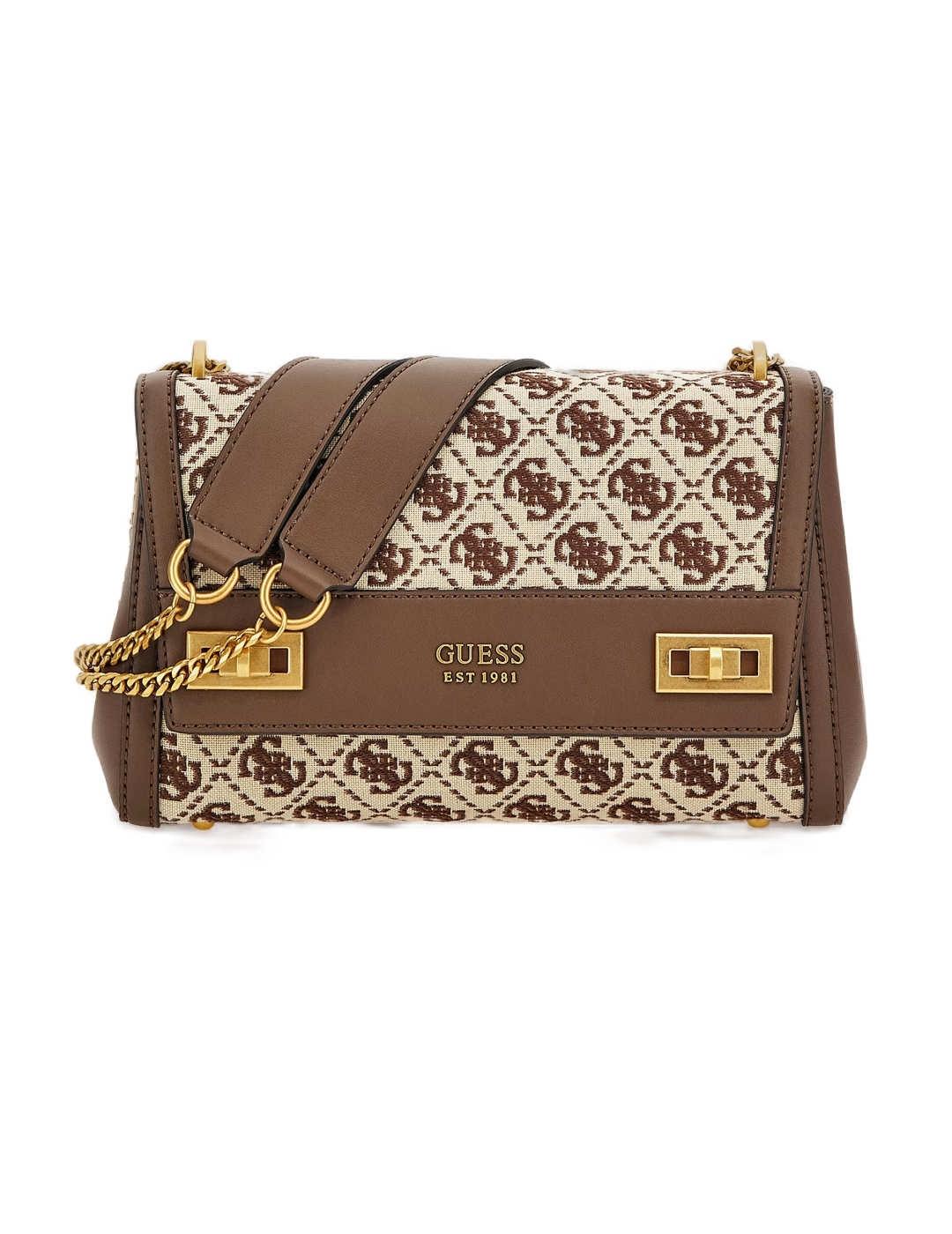 Bolso Guess Katey marron logo 4G para mujer