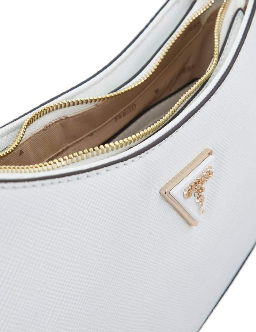 Bolso Guess Noelle blanco con cremallera para mujer