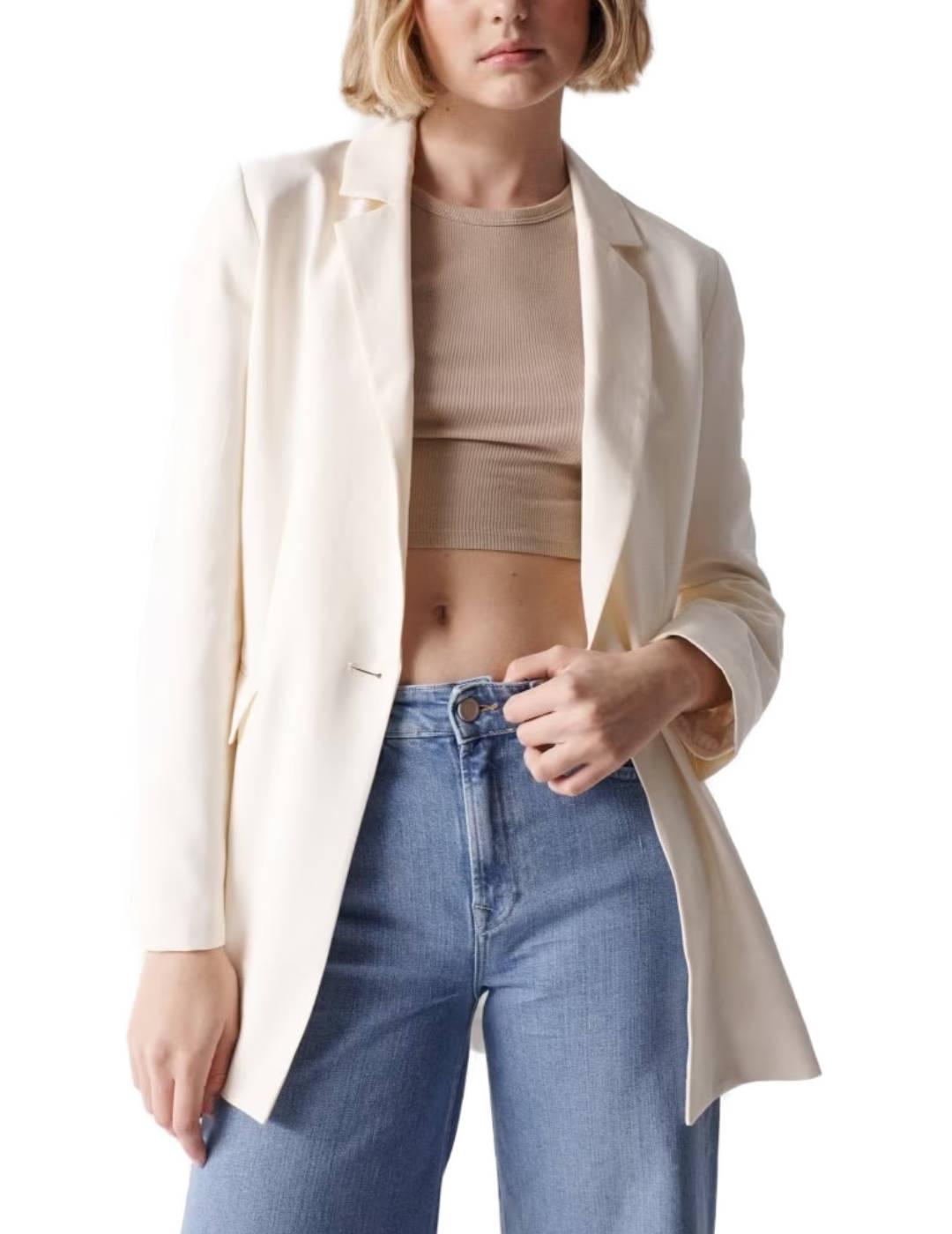 Chaqueta blazer Salsa lisa en color blanco para mujer