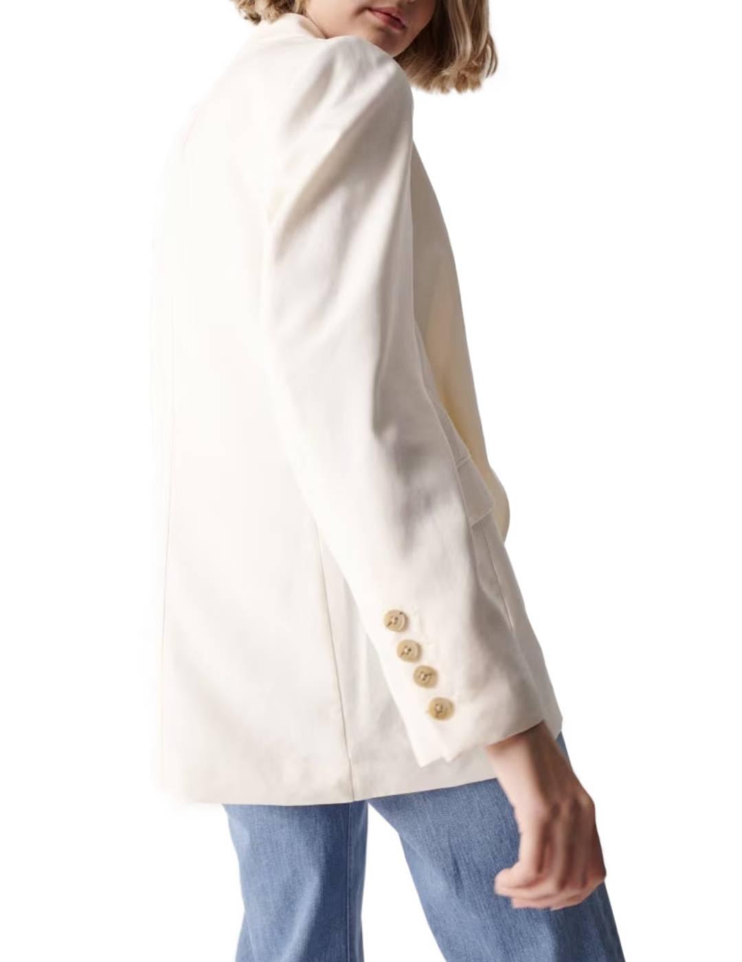 Chaqueta blazer Salsa lisa en color blanco para mujer