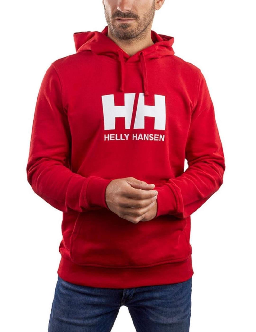 Sudadera Helly Hansen roja con logo blanco capucha de hombre