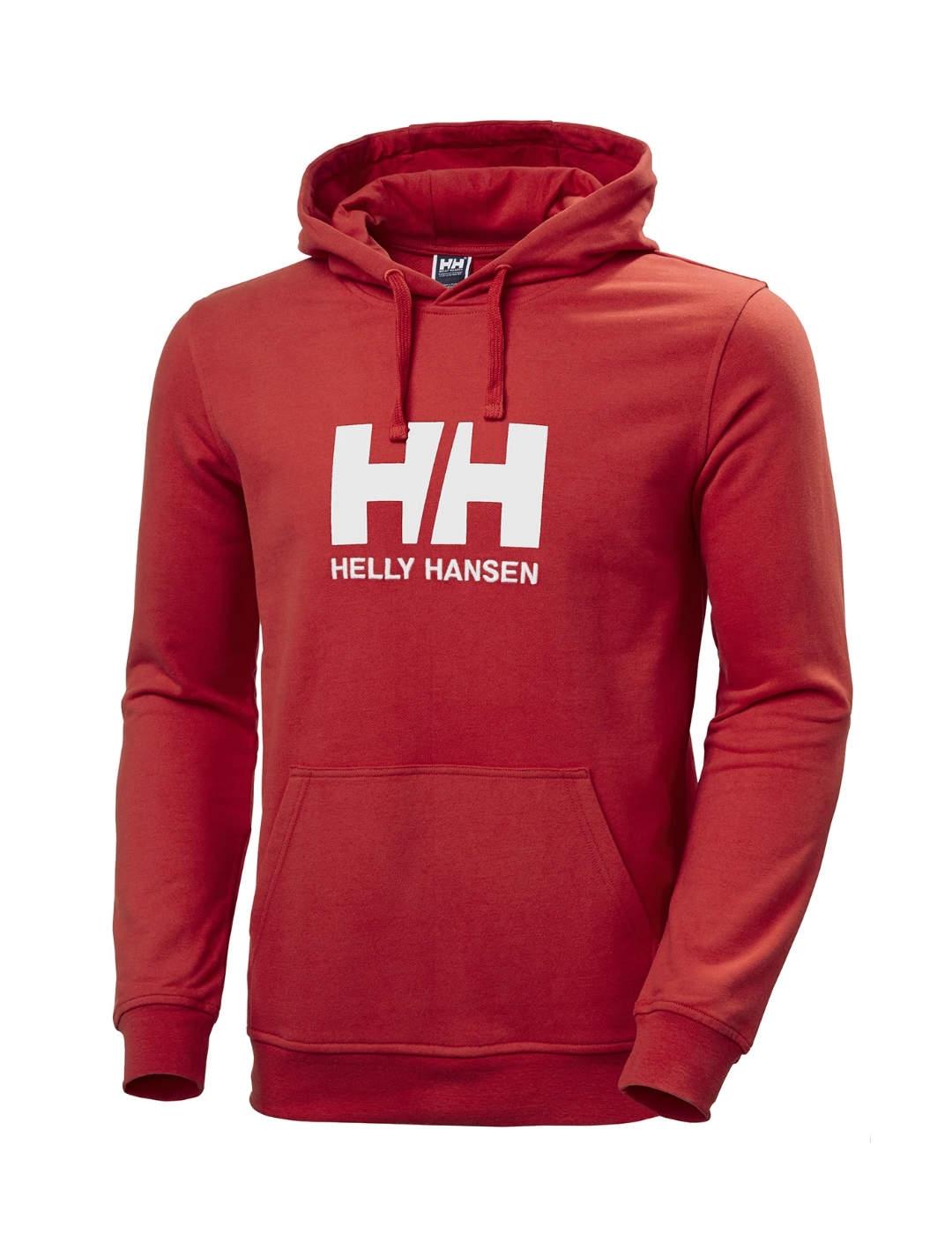 Sudadera Helly Hansen roja con logo blanco capucha de hombre