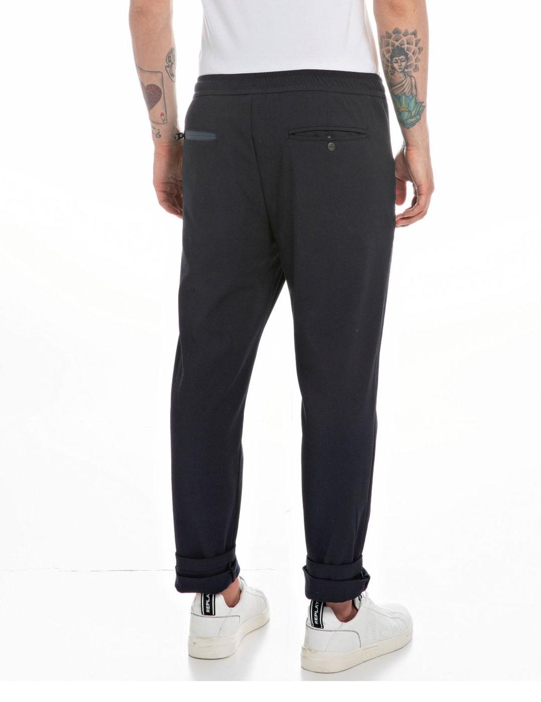 Pantalon Replay marino de tela para hombre