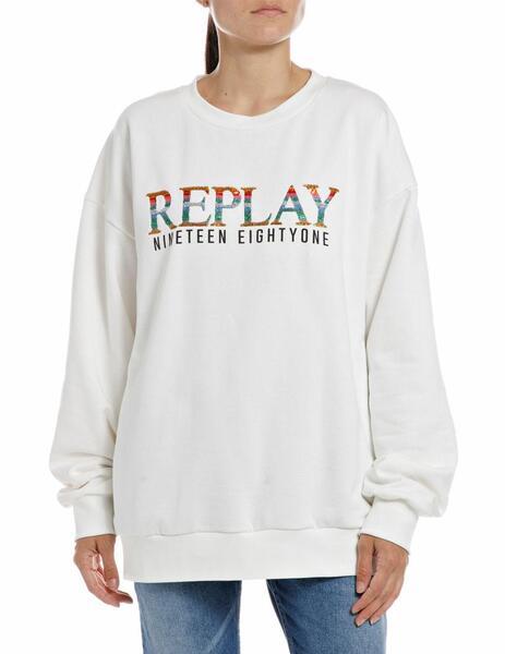 Sudadera Replay blanca sin capucha para mujer