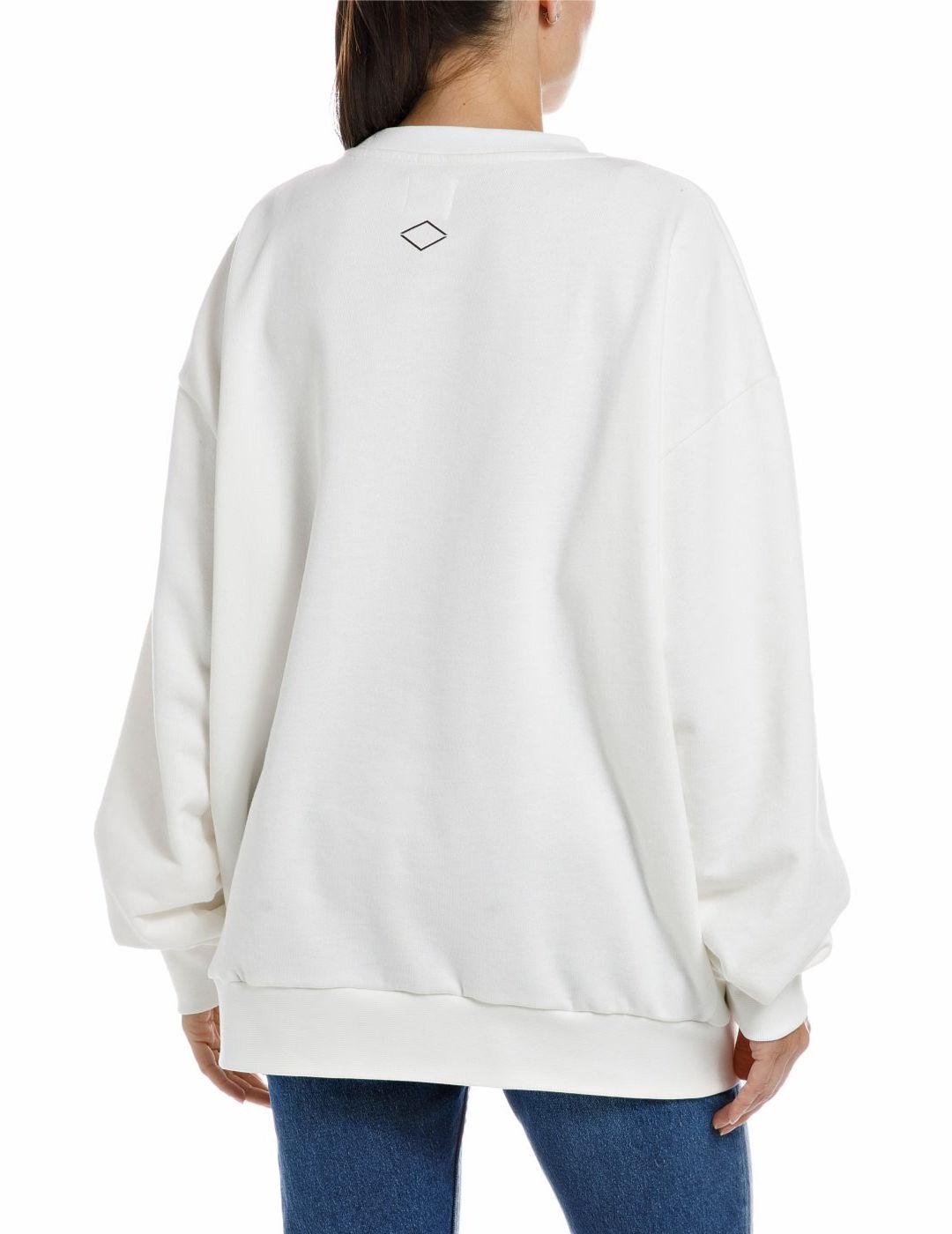 Sudadera Replay blanca sin capucha para mujer