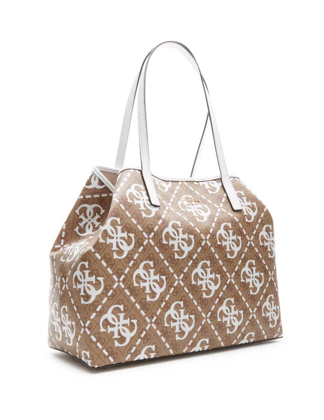 Bolso Guess Vikky tote camel logo dos en uno para mujer