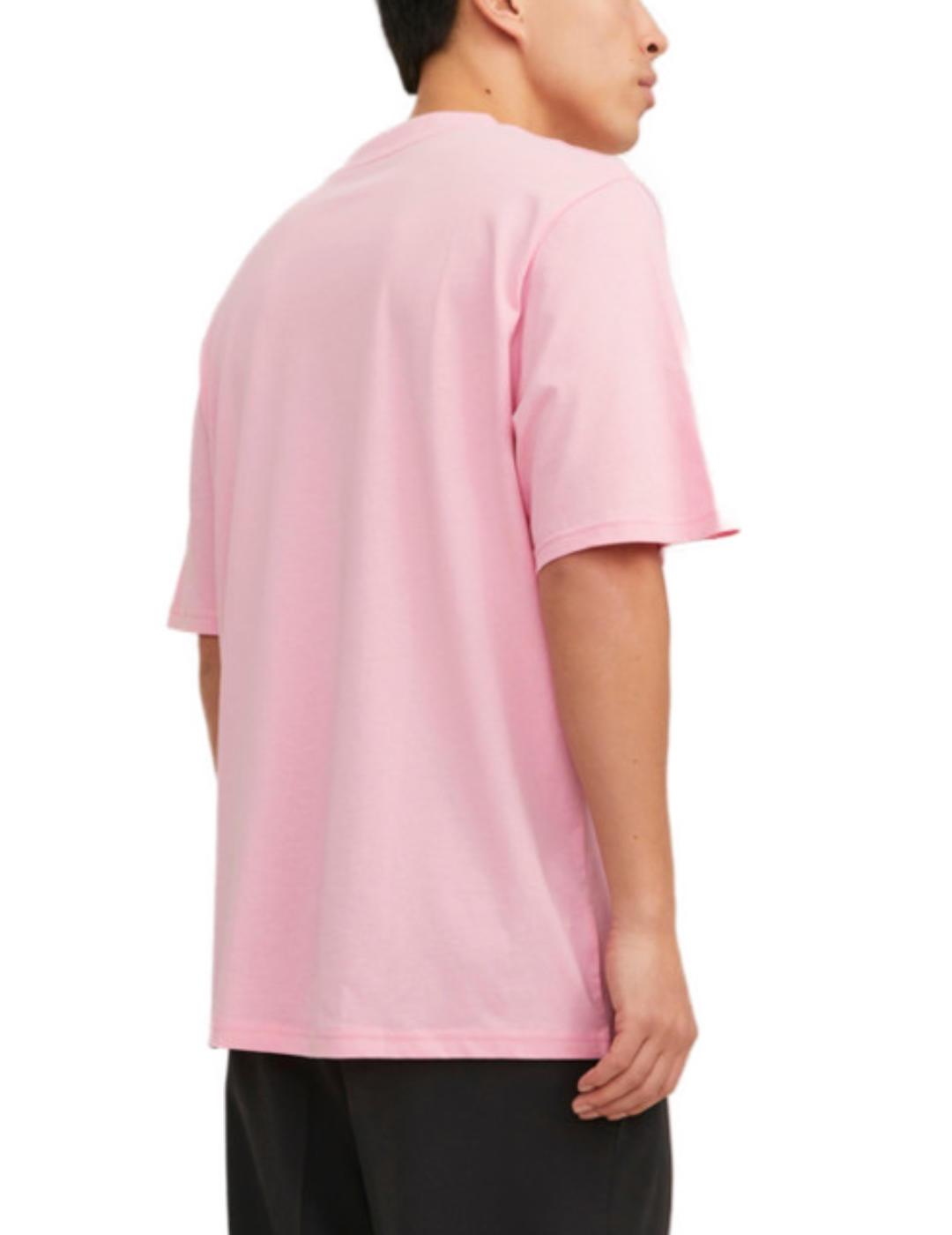 Camiseta Jack&Jones Grocery rosa oversize para hombre